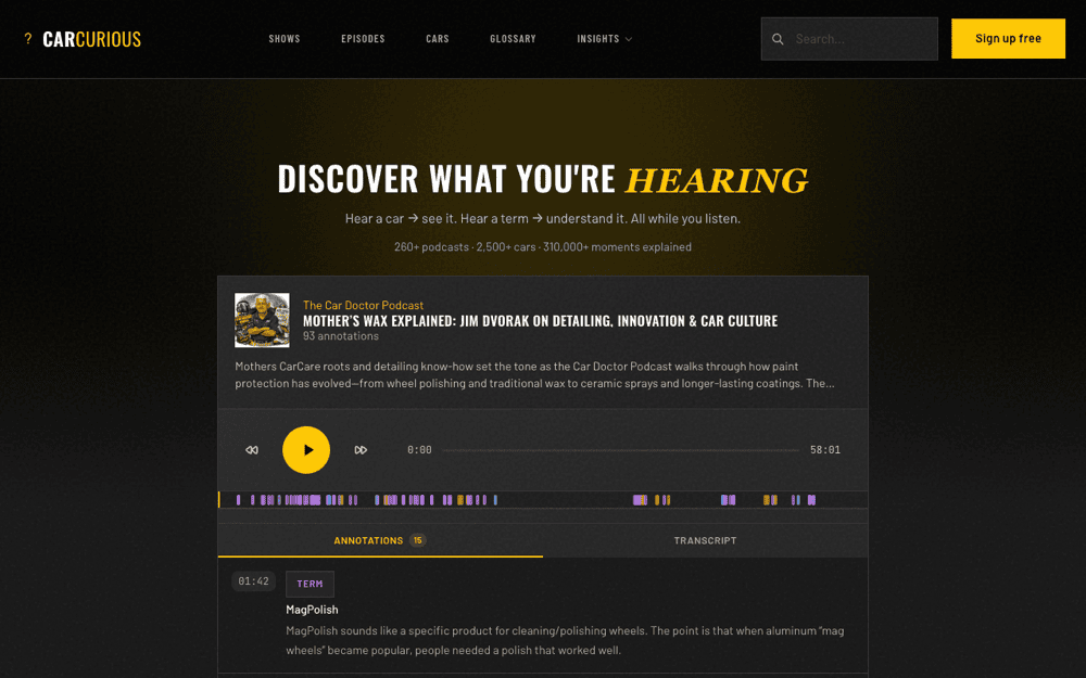 Car Curious automotive podcast platform